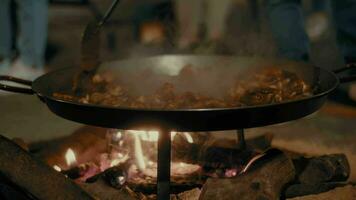 Street Cooking during Fallas Festival in Valencia video