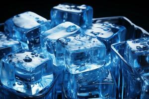 ice cubes on black background photo