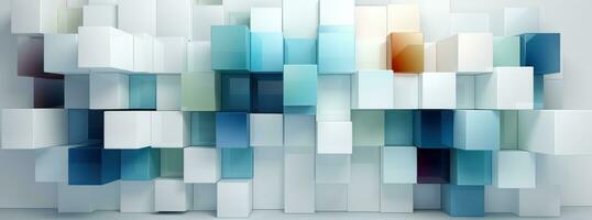 Abstract blue background with cubes photo