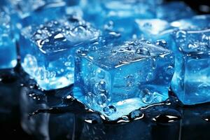 Ice cubes, isolated on dark background photo