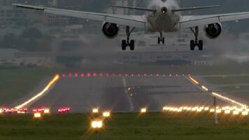 Airplane landing at dusk video