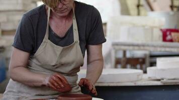 Lavorando nel un' ceramica laboratorio e utensili video