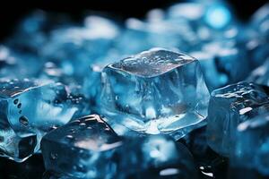 ice cubes on blue background photo