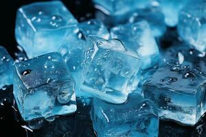 ice cubes on blue photo