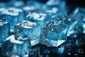 ice cubes on blue photo