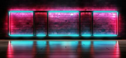 Neon lights composition in brick wall photo