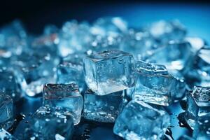 ice cubes on blue background photo