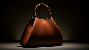 Luxury Leather Handbag and minimalistic backdrop. Created with Generative AI photo