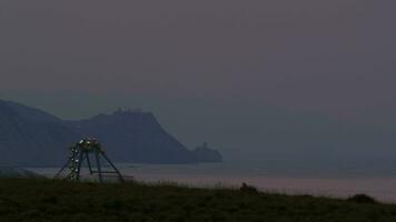 Landscape with mountains and sea in the evening video