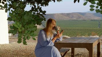 Woman resting in quiet and scenic village video