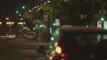 Traffic flow in night street of Valencia, Spain video