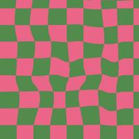 Collection of retro checkerboard backgrounds featuring vivid hues. A groovy and psychedelic chessboard backdrop inspired by the 60s and 70s. vector