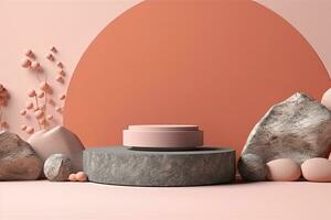 Abstract background for cosmetic product display stone podium minimal background photo