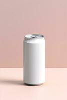 Soda Can Mockup White with shades white background, AI Generated photo