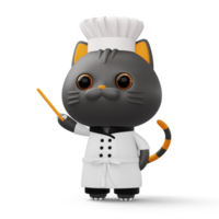 linda gato cocinero vistiendo cocinero uniforme, animal alimento, 3d representación png