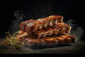 Lamb Rib and Shanks grill with herbs, Generative AI photo