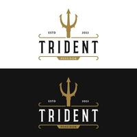 Vintage Trident Spear of Poseidon Neptune God Triton King logo design vector