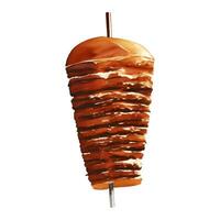 Grilled Doner Kebab for Shawarma on Rotary Pole Detailed Hand Drawn Illustration Painting vector