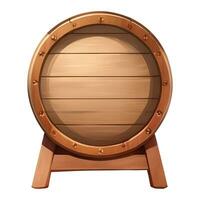 Wooden Barrel with Stand Front View Isolated Detailed Hand Drawn Painting Illustration vector