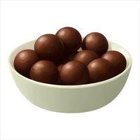 Chocolate Balls in Bowl Isolated Detailed Hand Drawn Painting Illustration vector