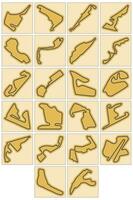 Racing circuit map collection for cnc laser cut or print vector illustration
