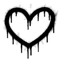 rociar pintado pintada corazón icono palabra rociado aislado con un blanco antecedentes. pintada fuente amor icono con terminado rociar en negro terminado blanco. vector ilustración.