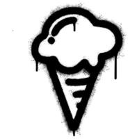 Spray Painted Graffiti ice cream con icon Sprayed isolated with a white background. graffiti Ice cream icon with over spray in black over white. vector