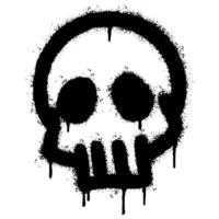 Spray Painted Graffiti skull icon Sprayed isolated with a white background. graffiti skull symbol with over spray in black over white. vector