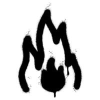 Spray Painted Graffiti Fire flame icon Sprayed isolated with a white background. graffiti Fire flame icon with over spray in black over white. Vector illustration.