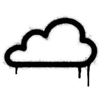 Spray Painted Graffiti cloud icon Sprayed isolated with a white background. graffiti cloud icon with over spray in black over white. vector