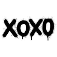 Spray Painted Graffiti xoxo Word Sprayed isolated with a white background. graffiti font xoxo with over spray in black over white. vector