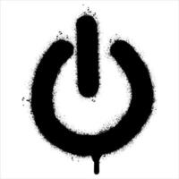 Spray Painted Graffiti shut down icon Sprayed isolated with a white background. graffiti Icon button on-off with over spray in black over white. vector