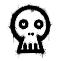 Spray Painted Graffiti skull icon Sprayed isolated with a white background. graffiti skull symbol with over spray in black over white. vector