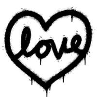 Spray Painted Graffiti heart icon Word Sprayed isolated with a white background. graffiti font love icon with over spray in black over white. Vector illustration.