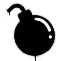 Spray Painted Graffiti Bomb icon Sprayed isolated with a white background. graffiti Bomb icon with over spray in black over white. vector