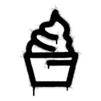 Spray Painted Graffiti ice cream con icon Sprayed isolated with a white background. graffiti Ice cream icon with over spray in black over white. vector