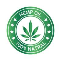 Hemp Oil Badge, Label, Emblem, Logo, CBD Oil Stamp,  Design Elements, Natural Oil, 100 Percent Natural Oil Template, Health And Medical Elements Vector Illustration