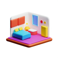 quarto 3d Renderização ícone ilustração png