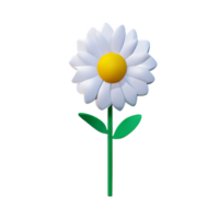 white flower 3d rendering icon illustration png