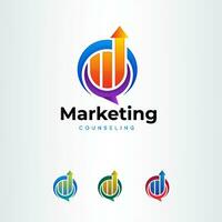 márketing crecimiento flecha vector logo diseño