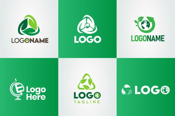 Set of earth Leaf Eco recycle Vector logo design