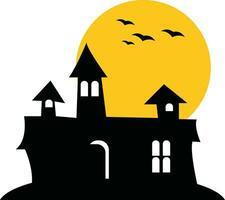 Halloween castle with bats. Horror house building vector