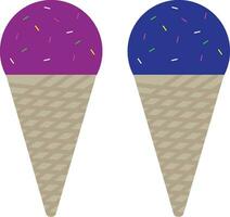 Ice cream scoops on with cone. Set of cones.  gelato cone vector