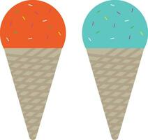 Ice cream scoops on with cone. Set of cones.  gelato cone vector