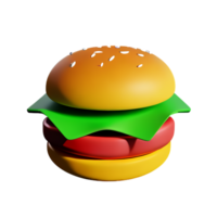 Hamburger 3d renderen icoon illustratie png