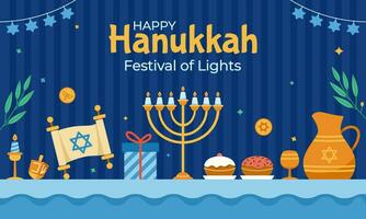 Table For Celebrate Hanukkah Day vector