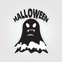 A sticker with a ghost on it, Halloween ghost cartoon character sticker vector