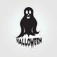 A sticker with a ghost on it, Halloween ghost cartoon character sticker vector