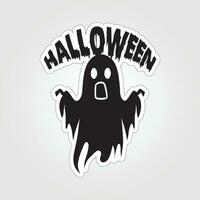 A sticker with a ghost on it, Halloween ghost cartoon character sticker vector