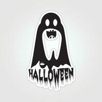 A sticker with a ghost on it, Halloween ghost cartoon character sticker vector